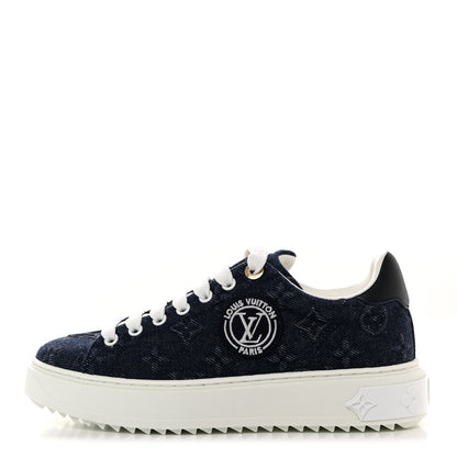 Louis Vuitton Denim Monogram Debossed Time Out Sneakers 37 Blue 1 of 9