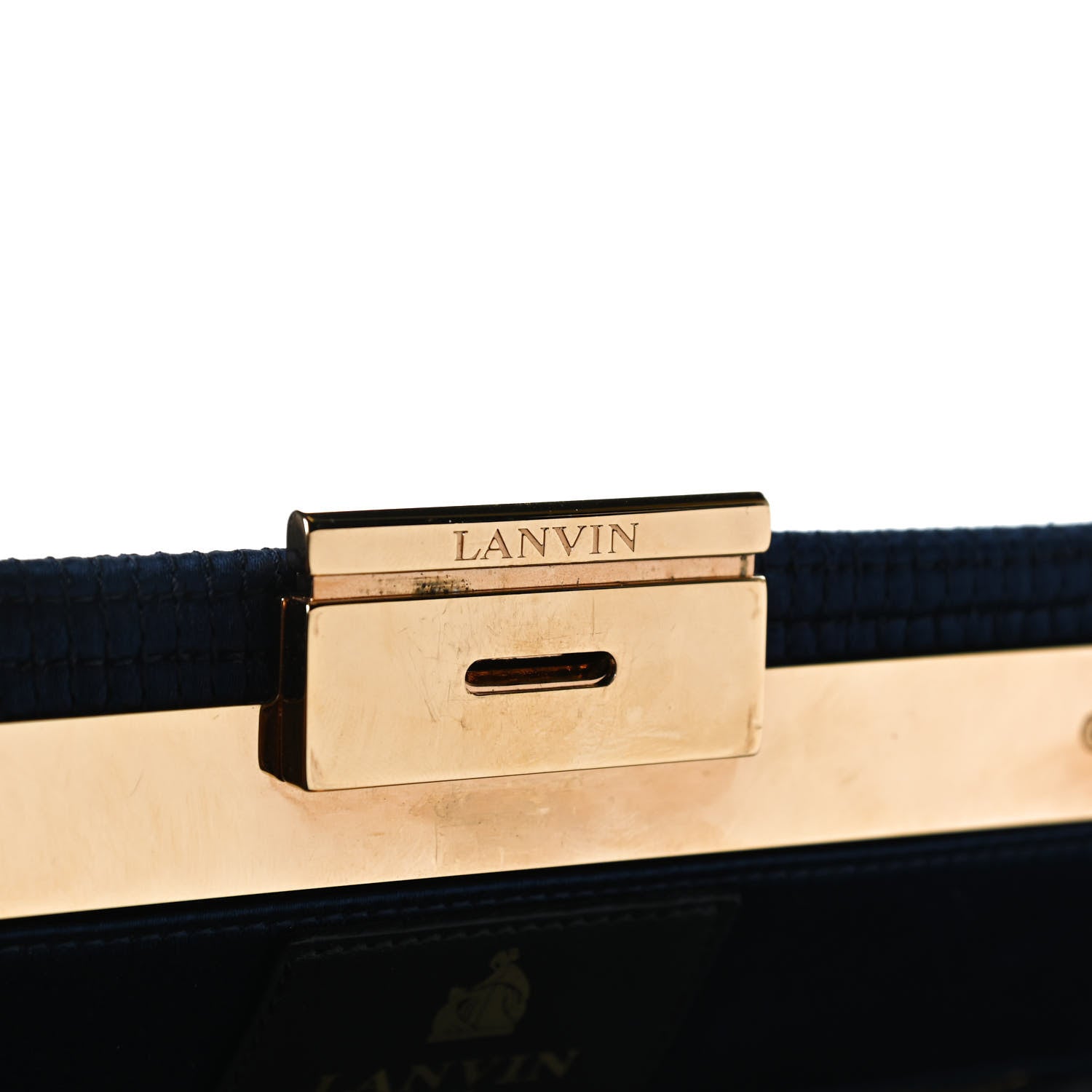 Lanvin Satin Quilted Trilogy Clutch Navy 13 of 13