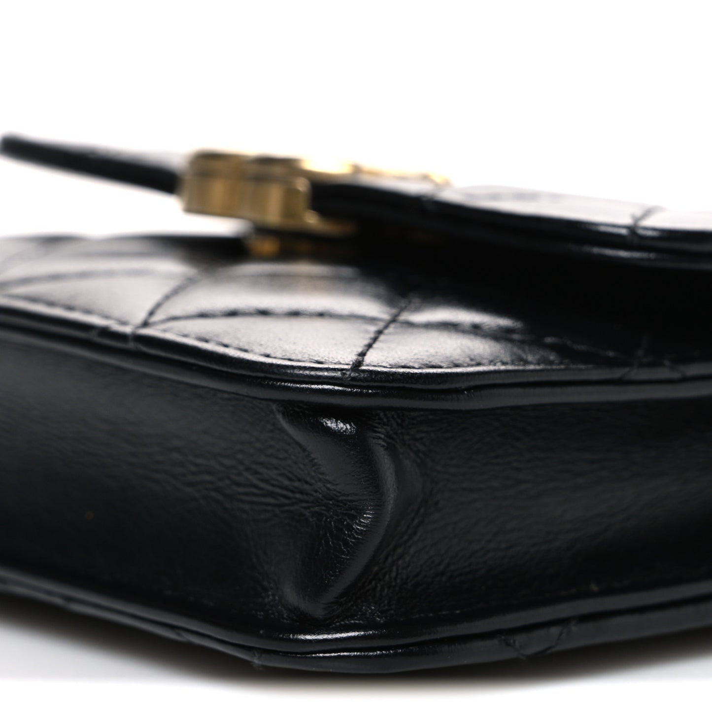 Calfskin Quilted Perfect Fit Coin Purse With Chain Black
