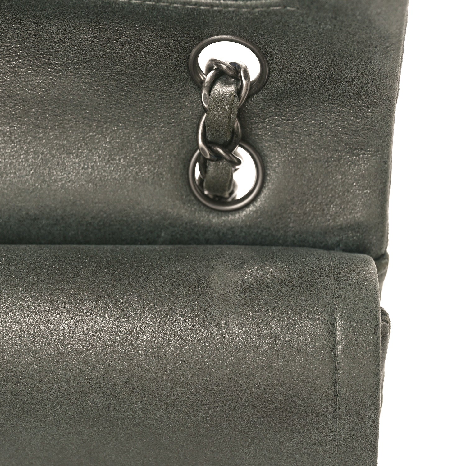 Chanel Iridescent Lambskin Quilted Medium Double Flap Charcoal Grey 10 of 11