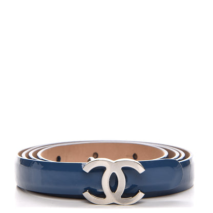 Chanel Patent CC Logo Skinny Belt 95 38 Blue 1 of 6