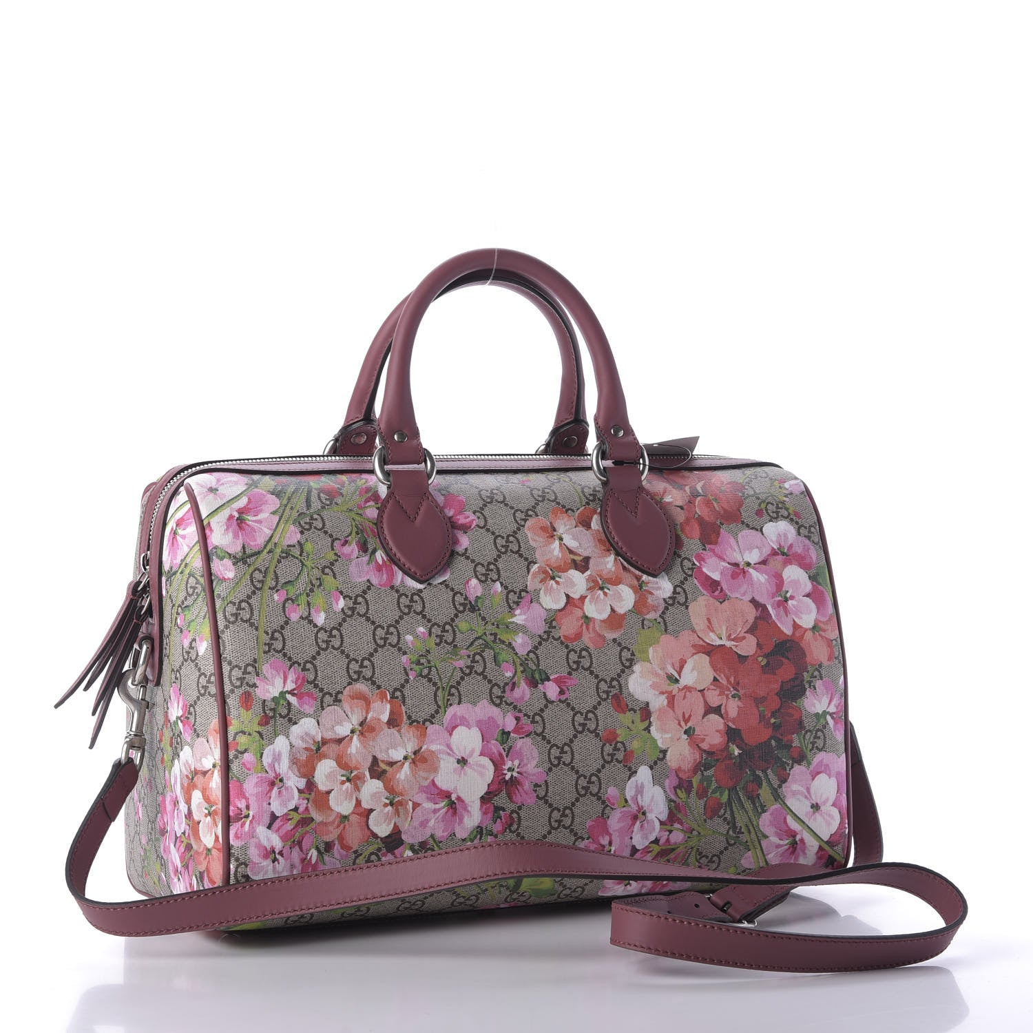 Gucci GG Supreme Monogram Blooms Medium Boston Beige Multicolor Dry Rose 4 of 10
