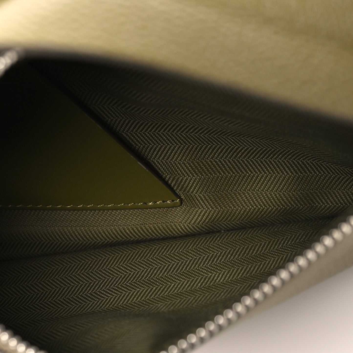 Soft Grained Calfskin Vertical T-Pocket Crossbody Bag Khaki Green
