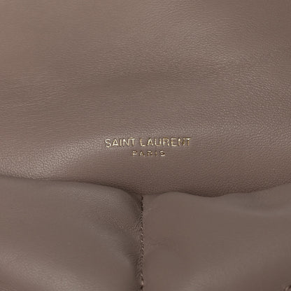 Saint Laurent Lambskin Quilted Small Loulou Puffer Monogram Chain Satchel Dark Beige 6 of 11