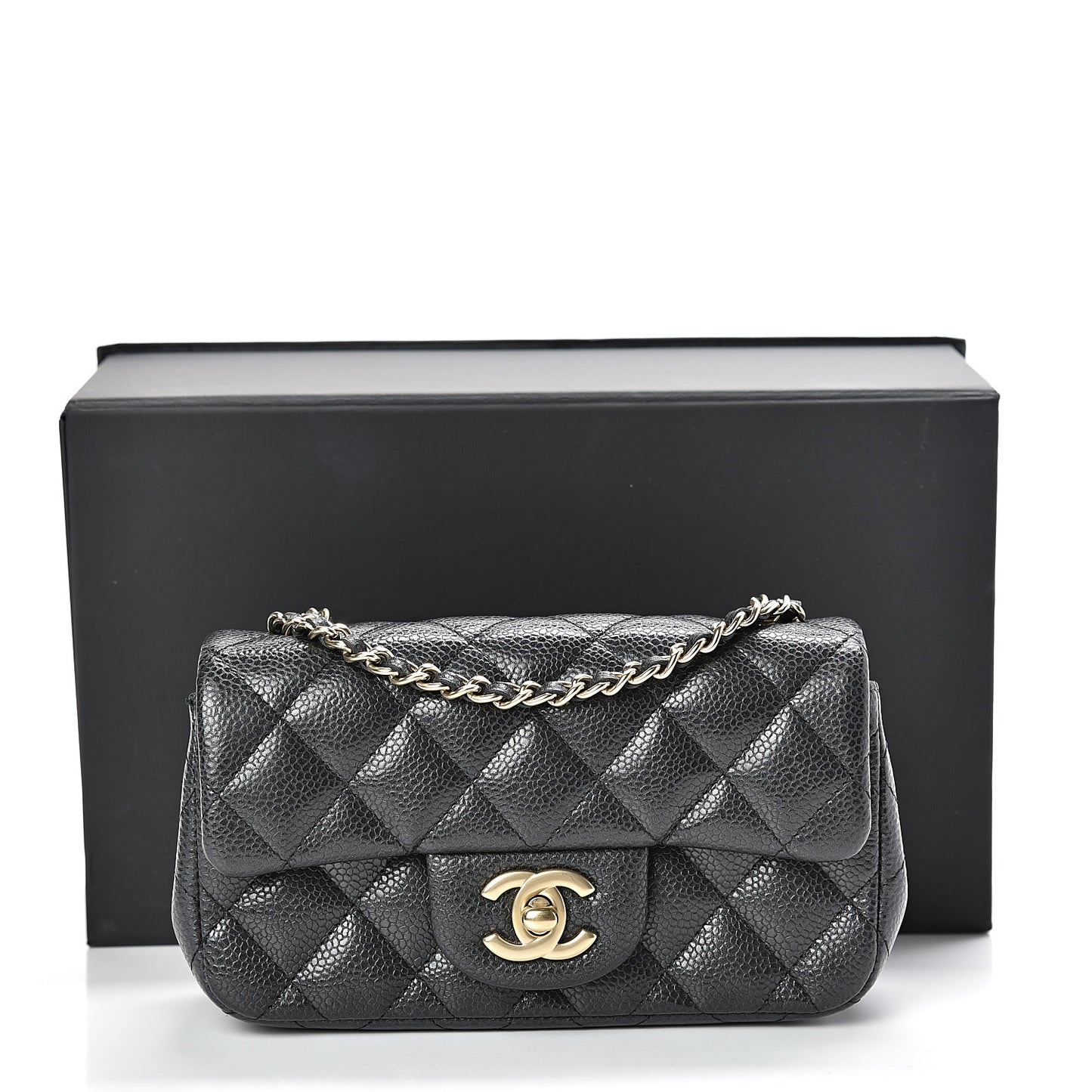 Metallic Caviar Quilted Extra Mini Flap Black
