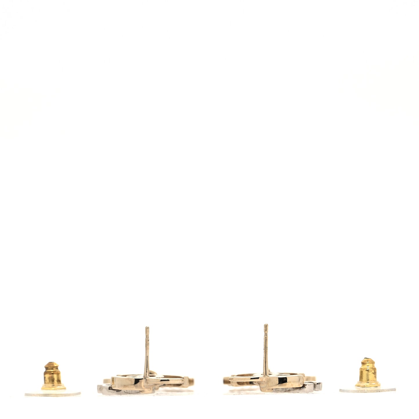 Crystal Pearl Double CC Drop Earrings Gold Silver