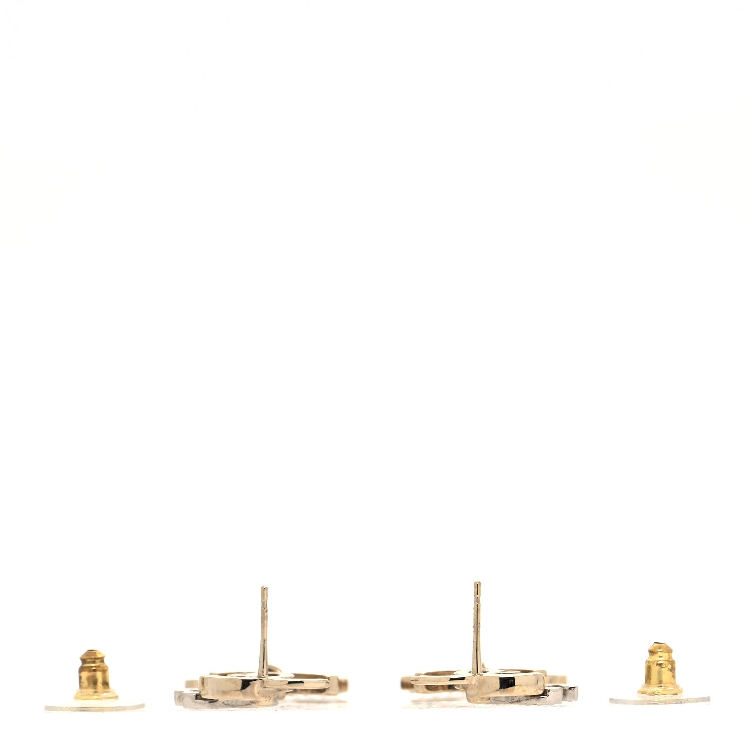 Chanel Crystal Pearl Double CC Drop Earrings Gold Silver 3 of 4