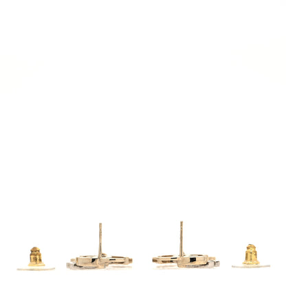 Chanel Crystal Pearl Double CC Drop Earrings Gold Silver 3 of 4