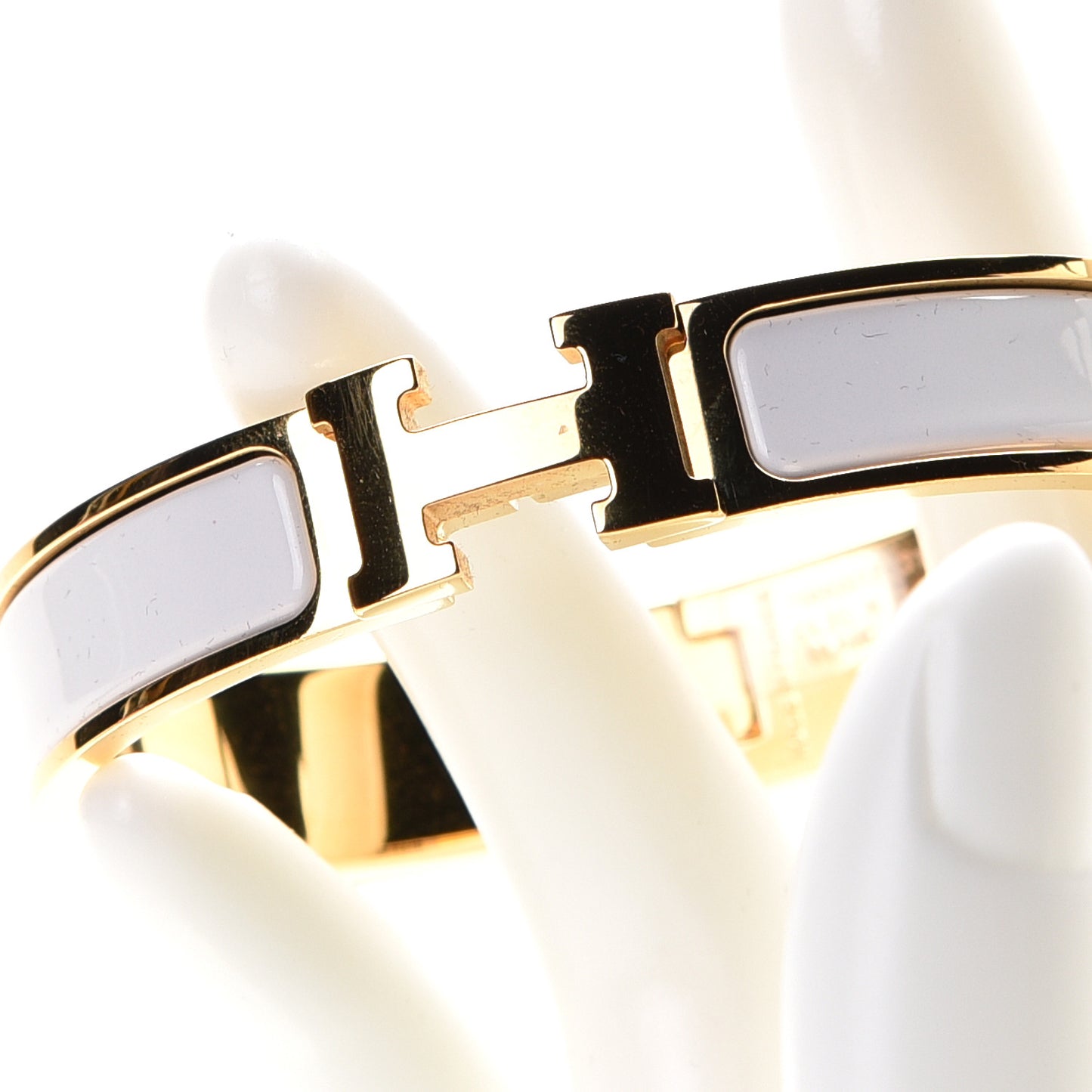 Enamel Narrow Clic Clac H Bracelet GM White