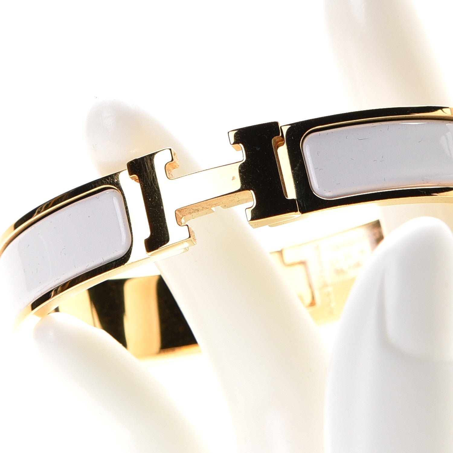 Hermes Enamel Narrow Clic Clac H Bracelet GM White 5 of 6