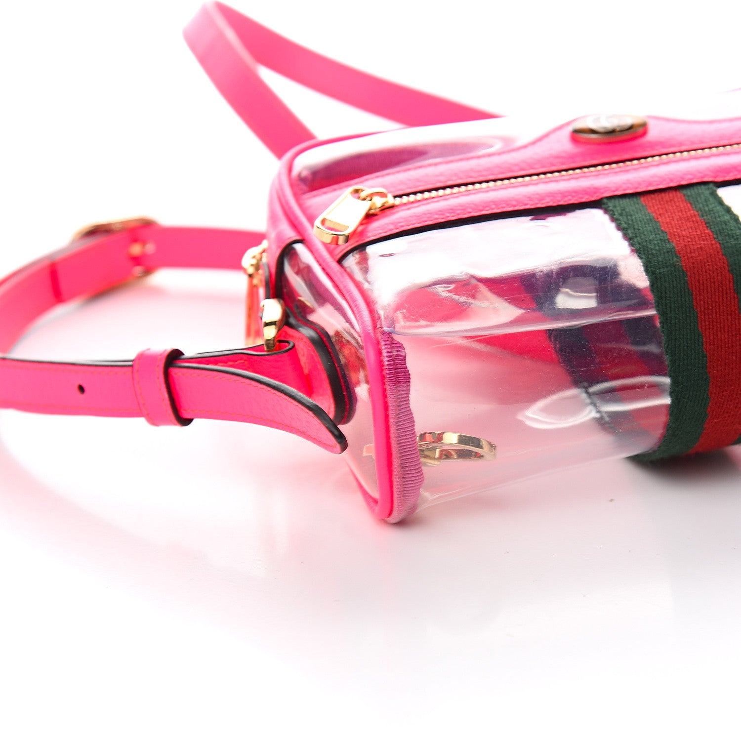 Gucci Vinyl Web Mini Ophidia Transparent Shoulder Bag Fluorescent Fuchsia 6 of 8