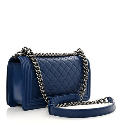 Chanel Lambskin Quilted Medium Boy Flap Blue 3 of 10