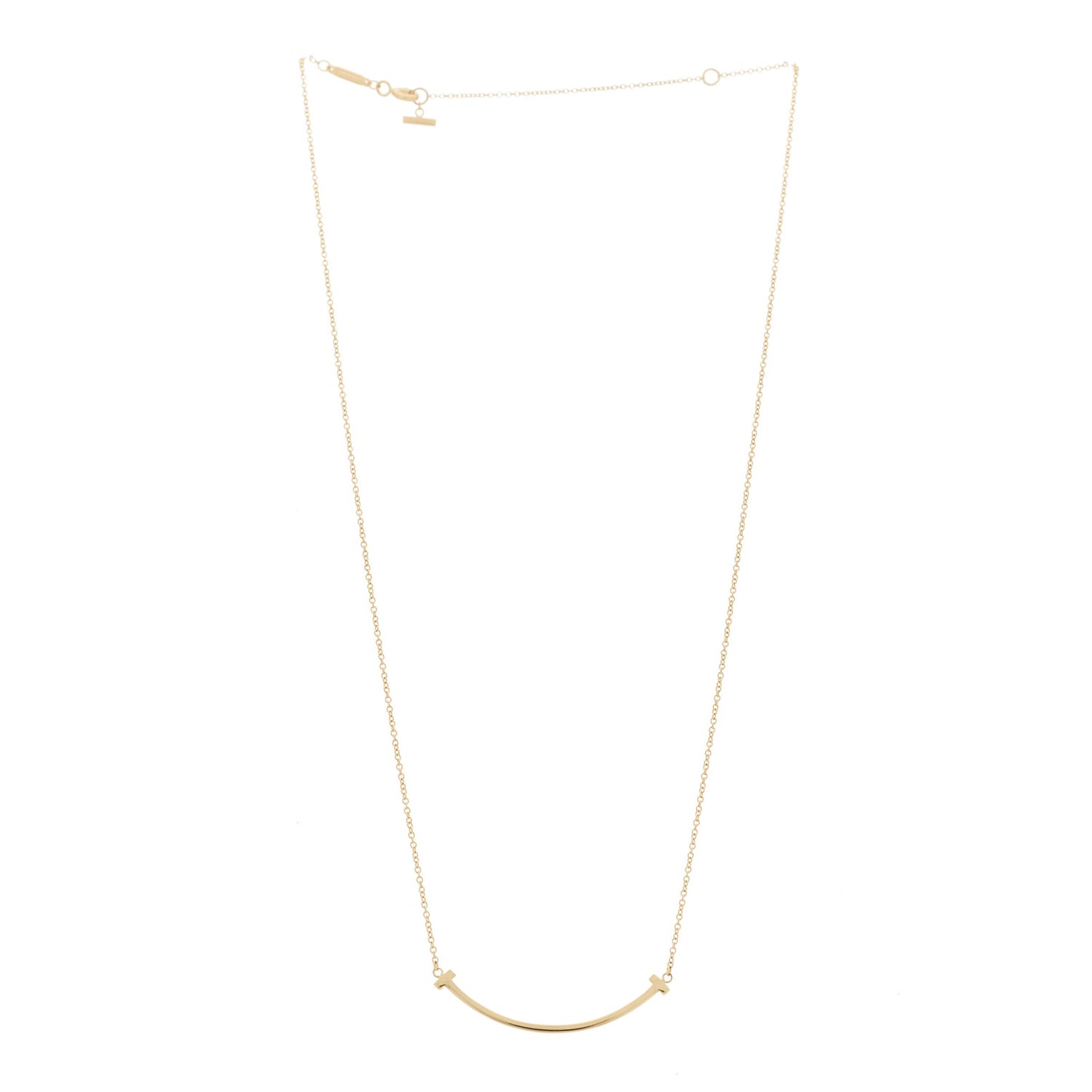 18K Yellow Gold Small T Smile Pendant Necklace