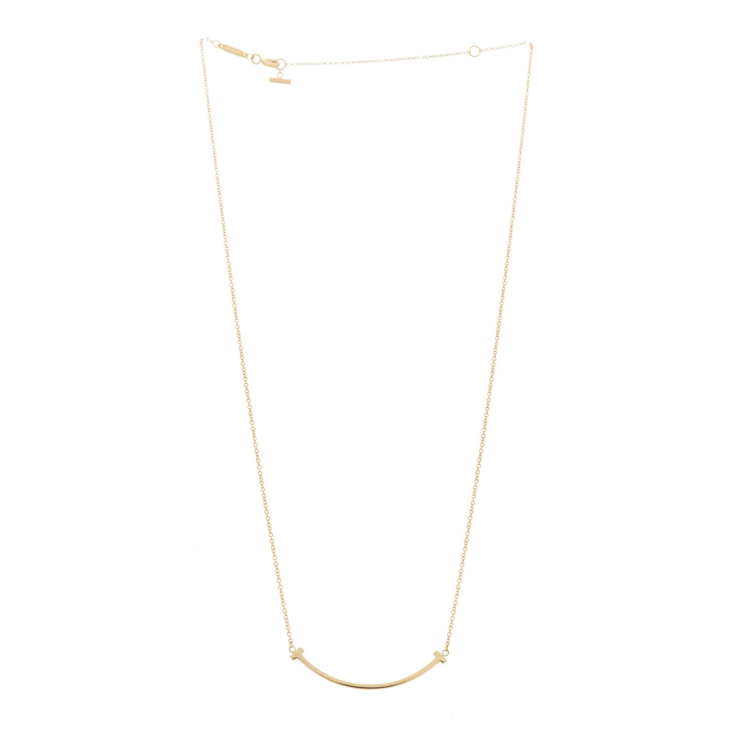 Tiffany 18K Yellow Gold Small T Smile Pendant Necklace 3 of 6