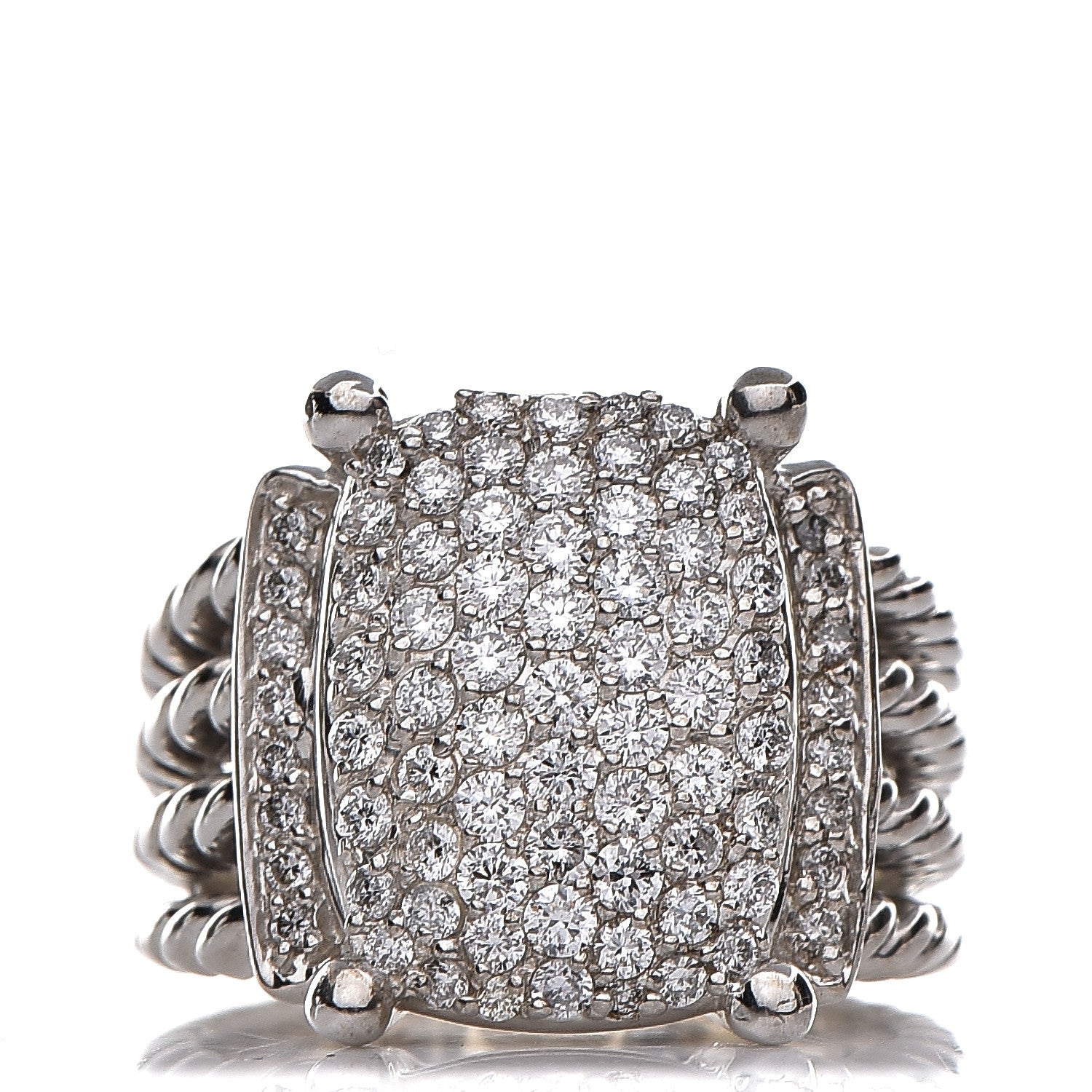 David Yurman Sterling Silver Diamond 16mm Wheaton Ring 54 7 1 of 6