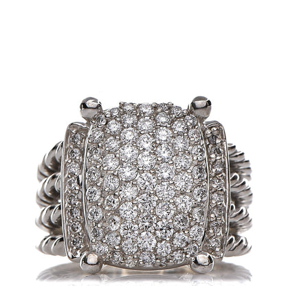 David Yurman Sterling Silver Diamond 16mm Wheaton Ring 54 7 1 of 6