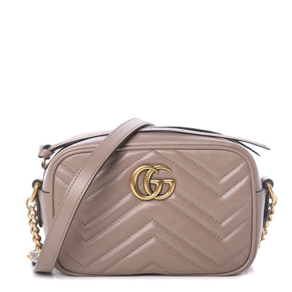 Gucci Calfskin Matelasse Mini GG Marmont Chain Shoulder Bag Porcelain Rose 1 of 8