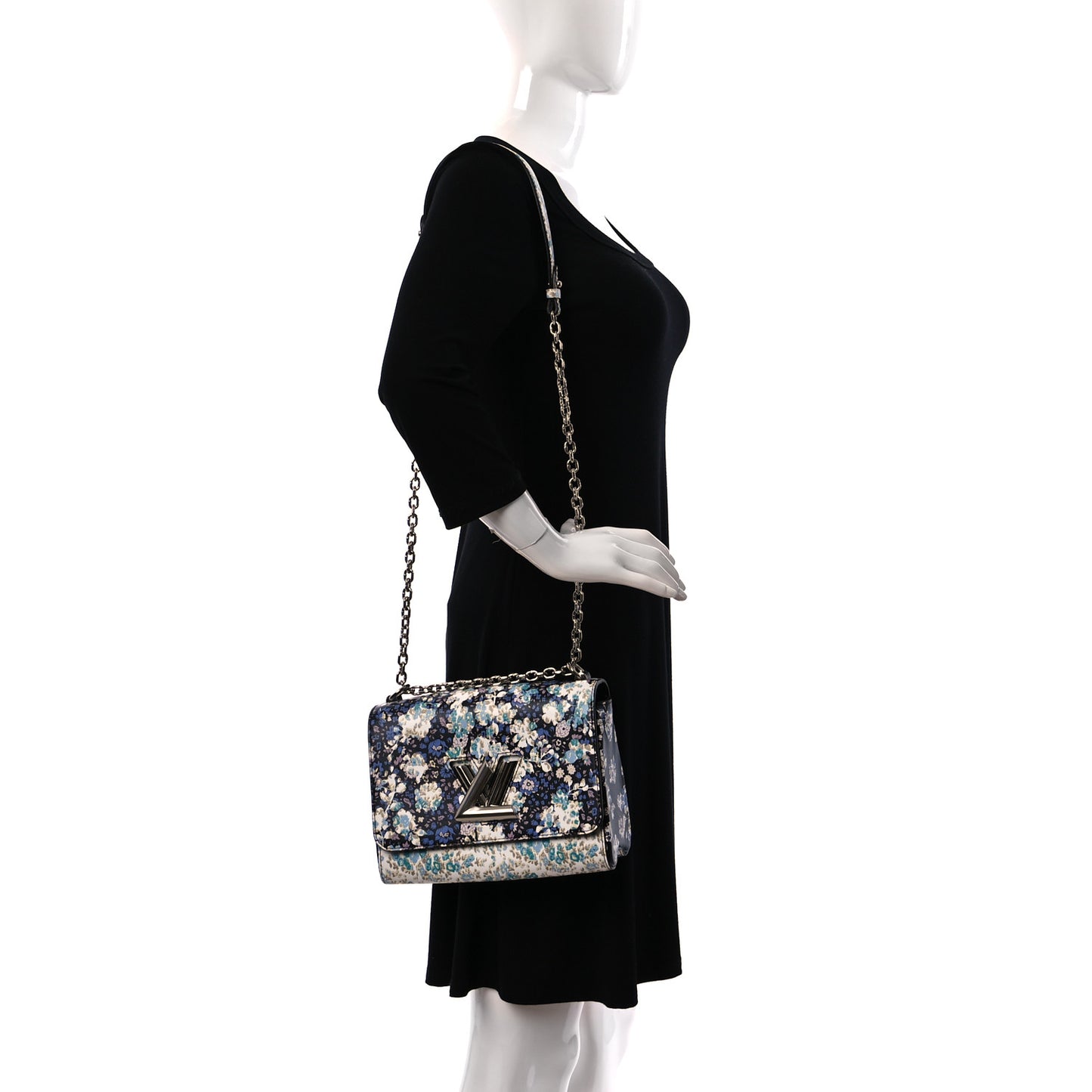 Printed Calfskin Flower Twist Shoulder Bag MM