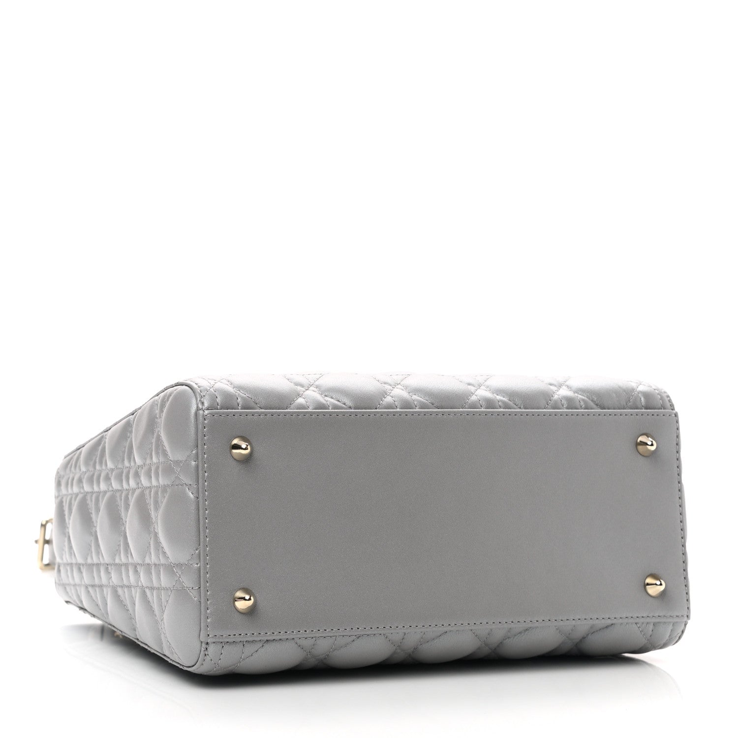 Christian Dior Pearly Lambskin Cannage Medium Lady Dior Grey 4 of 10