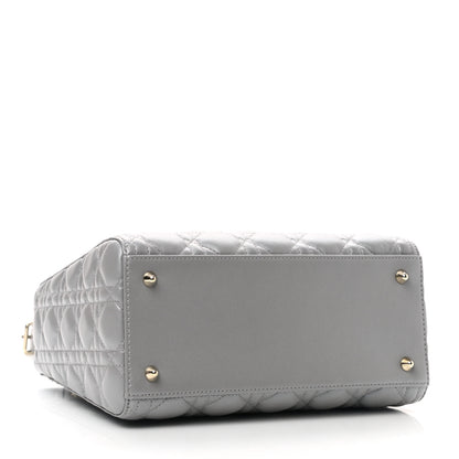 Christian Dior Pearly Lambskin Cannage Medium Lady Dior Grey 4 of 10