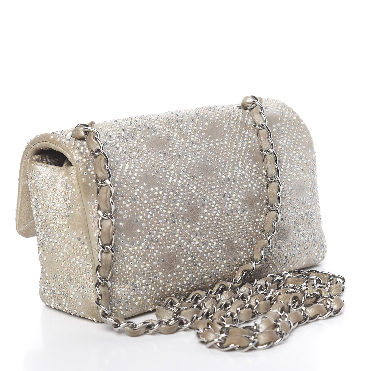 Chanel Iridescent Calfskin Studded Mini Flap Silver 3 of 14