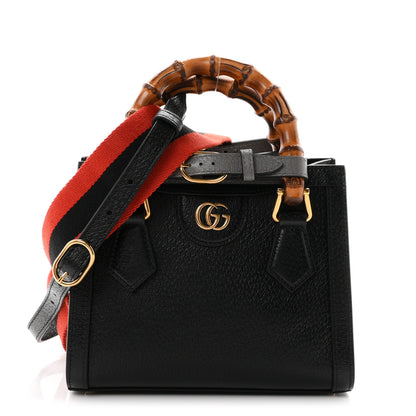 Gucci Textured Dollar Calfskin Web Mini Diana Tote Bag Black Dusty Grey 1 of 10