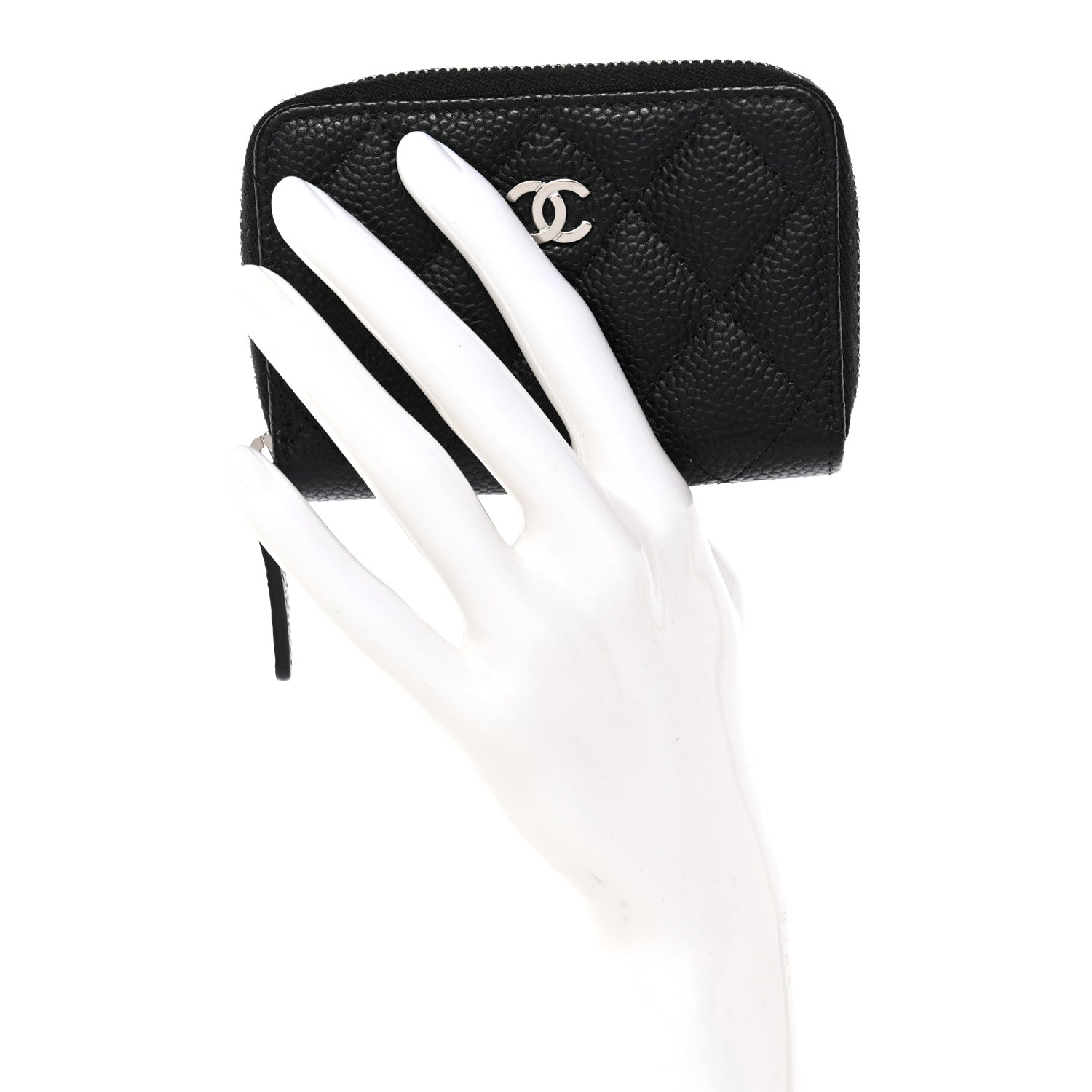 Chanel Caviar Quilted Zip Coin Purse Black 2 of 8