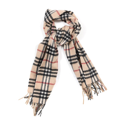 Burberry Cashmere Giant Check Fringe Scarf Camel 1 of 3