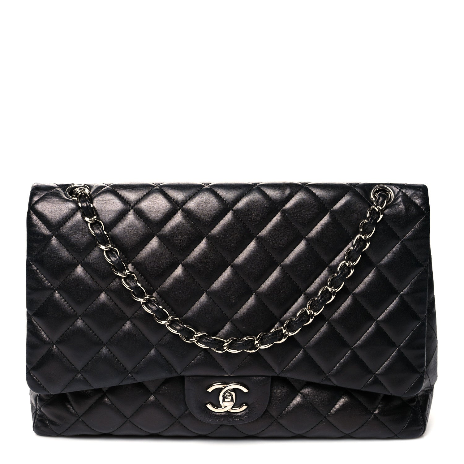 Chanel Lambskin Quilted Maxi Single Flap Black 1 of 9