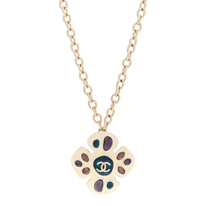 Chanel Enamel Gripoix Flower Necklace White Multicolor 1 of 4