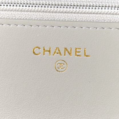 Chanel Wool Tweed Lambskin Quilted Chanel 19 Wallet On Chain WOC Grey 6 of 9