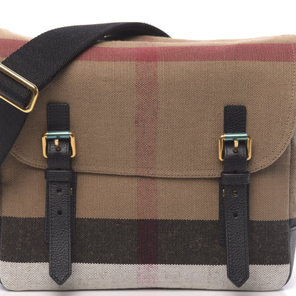 Burberry Canvas Mega Check Large Baildon Messenger Bag Black 11 of 13