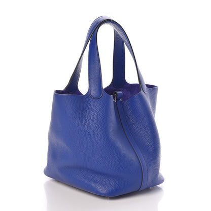 Hermes Taurillon Clemence Picotin Lock 22 MM Bleu Electrique 3 of 9