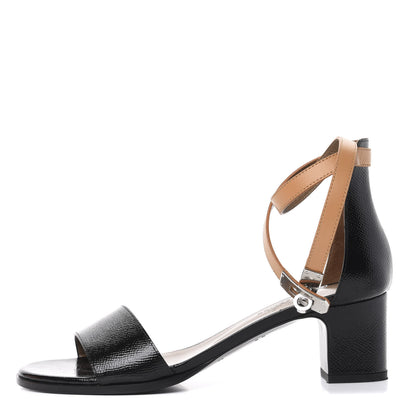 Hermes Patent Epsom Box Manege Sandals 37.5 Black 1 of 10