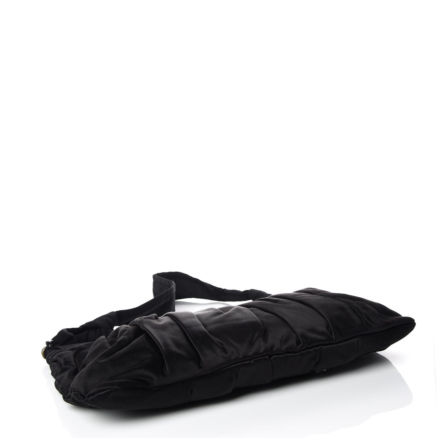 Satin Pleated Shoulder Bag Black