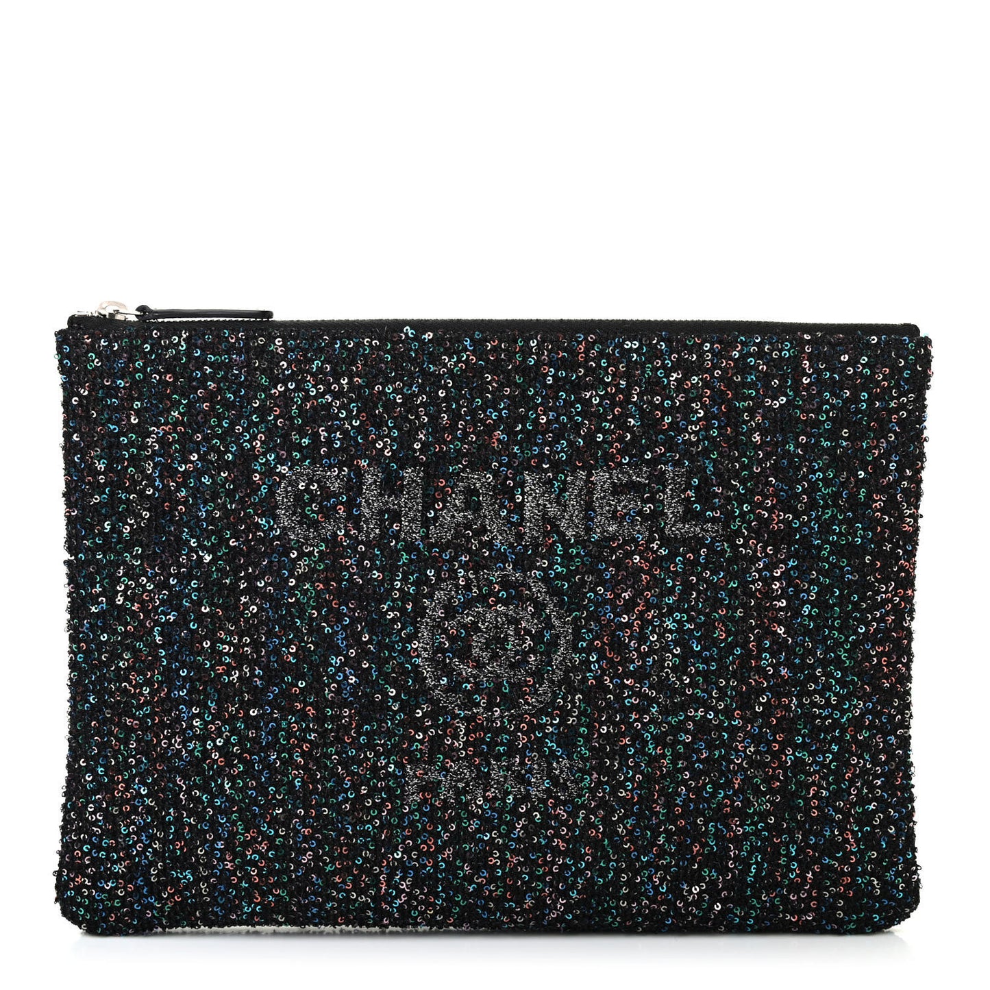 Canvas Sequin Medium Deauville Cosmetic Pouch Black