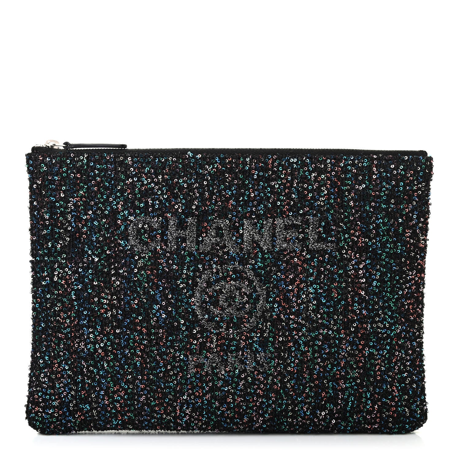 Chanel Canvas Sequin Medium Deauville Cosmetic Pouch Black 1 of 7
