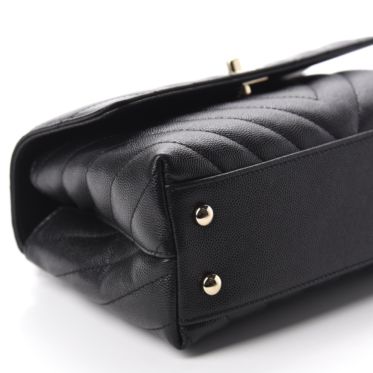 Chanel Caviar Lizard Chevron Quilted Mini Coco Handle Flap Black 6 of 17