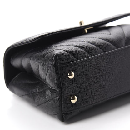 Chanel Caviar Lizard Chevron Quilted Mini Coco Handle Flap Black 6 of 17