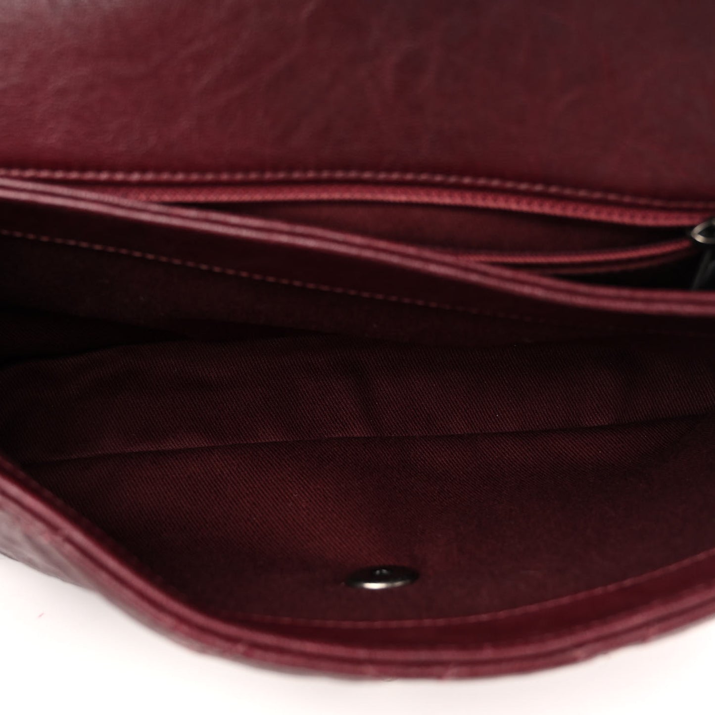 Crumpled Lambskin Quilted Medium Single Flap Burgundy
