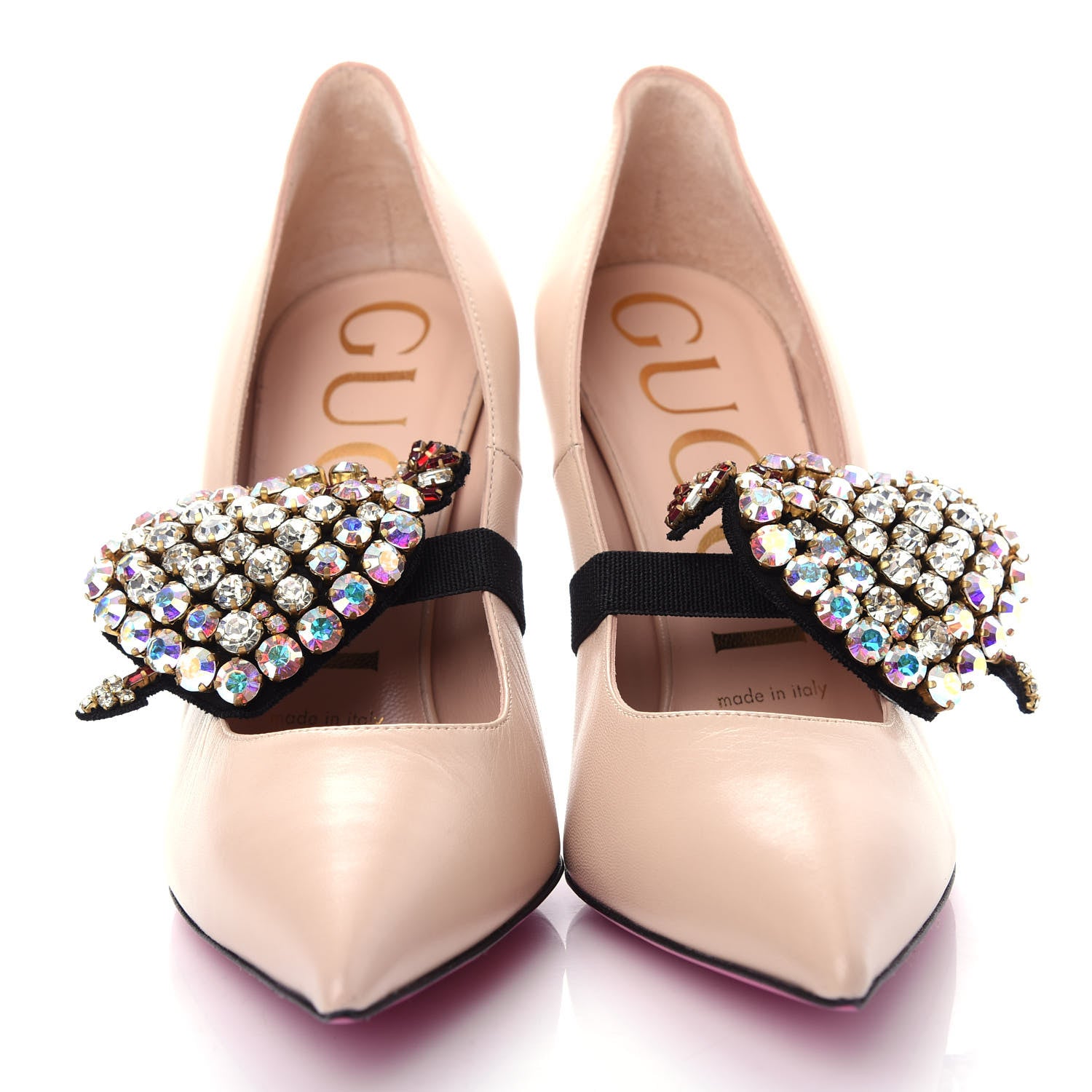 Gucci Nappa Removable Crystal Heart Pumps 36 Skin Rose 11 of 13