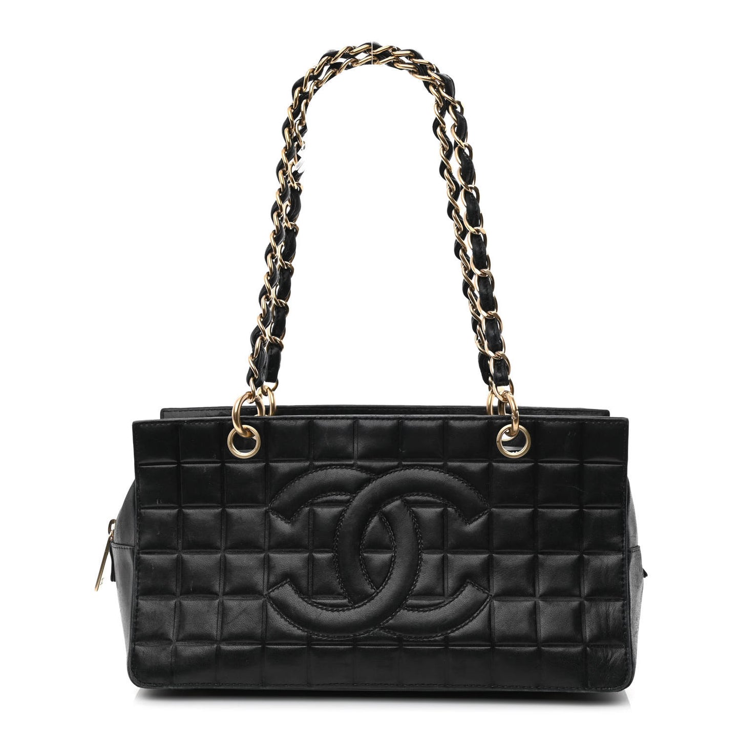 Calfskin Quilted CC Chocolate Bar Shoulder Bag Black