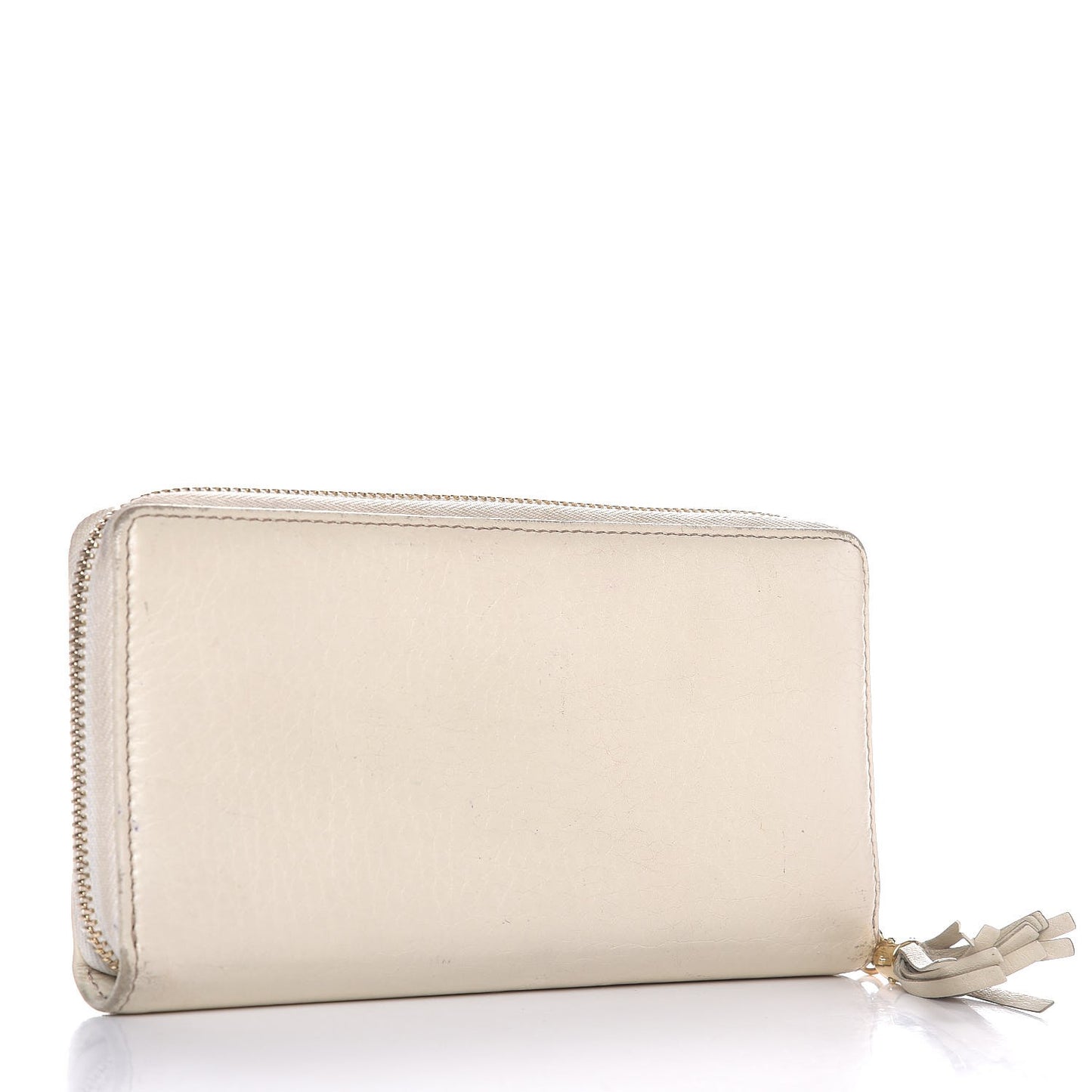 Pebbled Calfskin Soho Zip Around Wallet Off White