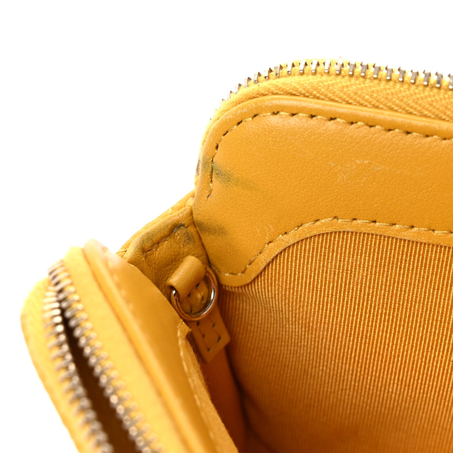 Caviar Quilted Small Clutch With Chain Yellow