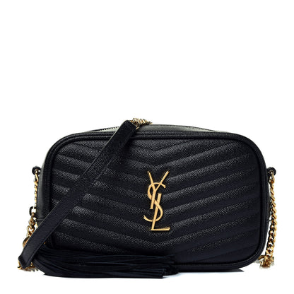 Saint Laurent Grain De Poudre Matelasse Monogram Mini Lou Camera Bag Black 1 of 9