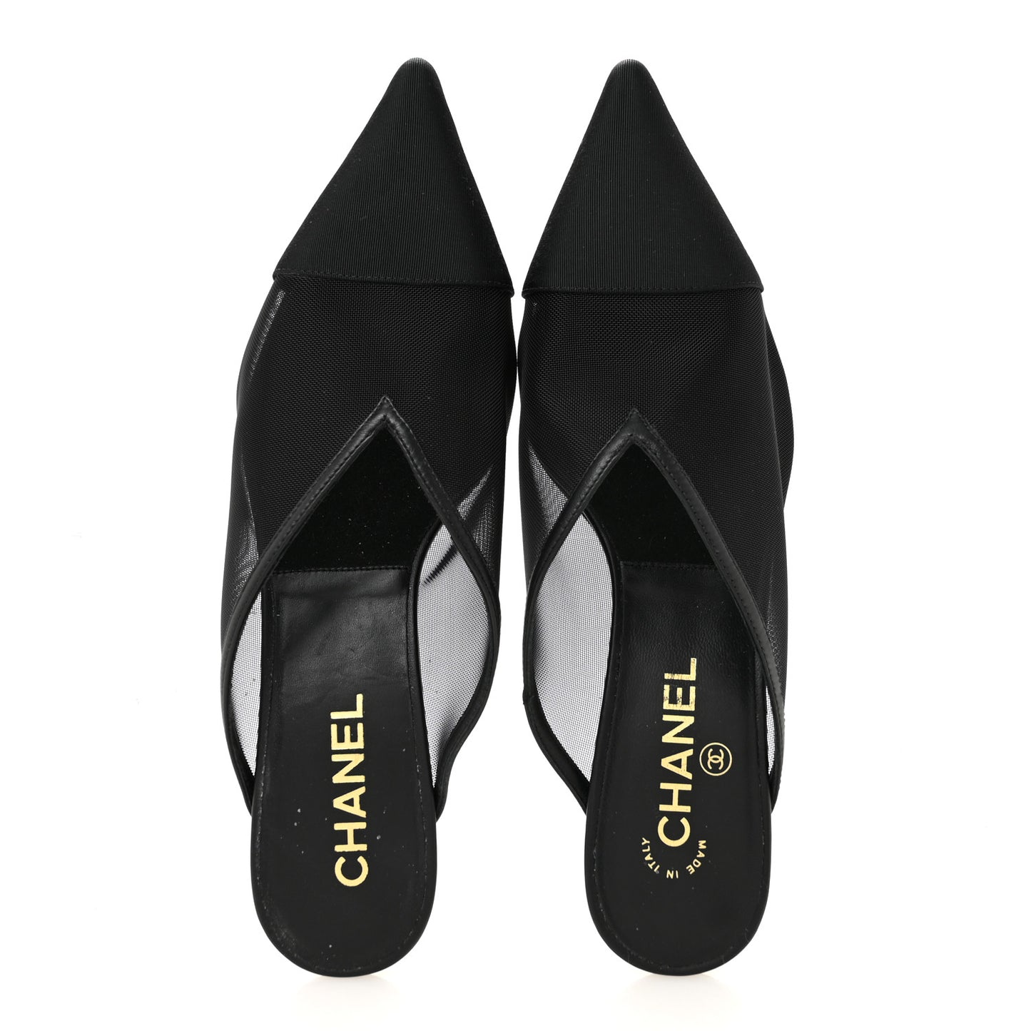 Mesh Grosgrain Cap Toe CC Mules 39 Black