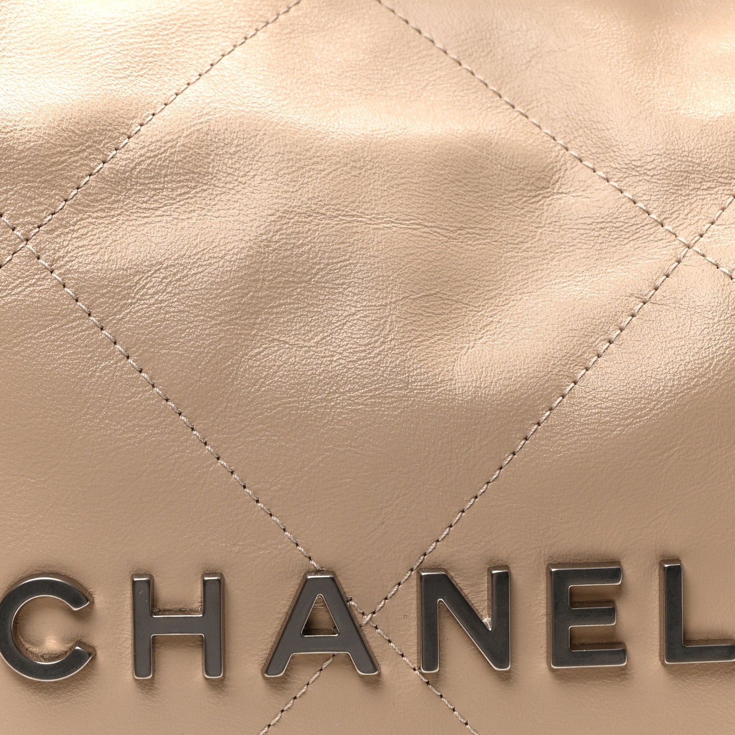 Shiny Calfskin Quilted Small Chanel 22 Beige