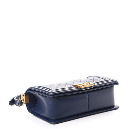 Chanel Lambskin Quilted Medium Boy Flap Dark Blue 4 of 9