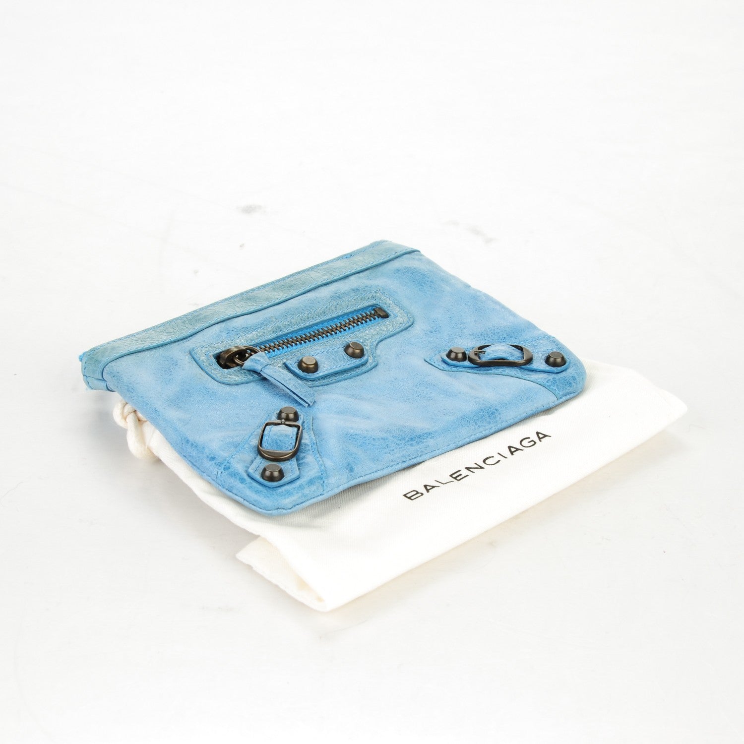 Balenciaga Agneau Classic Hardware M Porte-Monnaie Coin Purse Sky Blue 4 of 7
