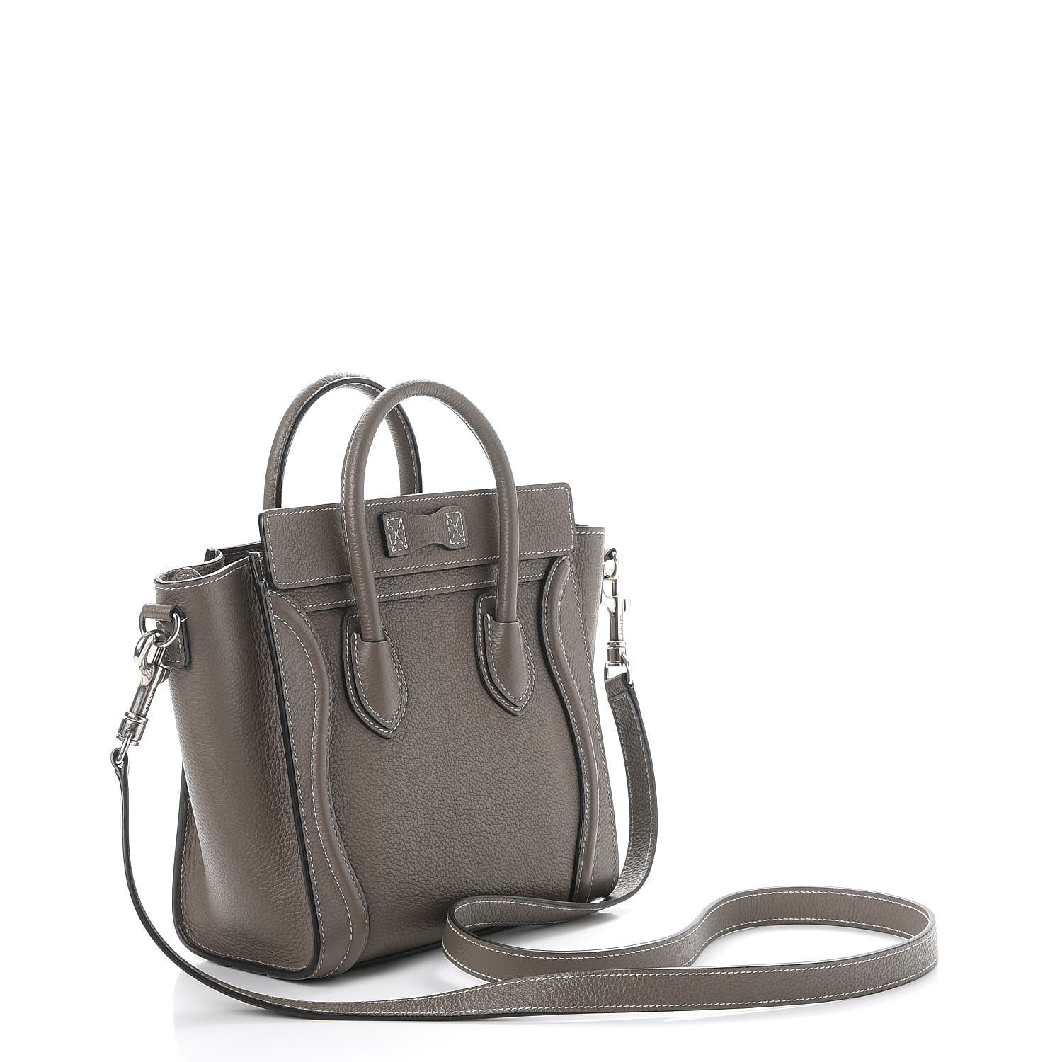 Celine Drummed Calfskin Nano Luggage Souris 3 of 8